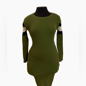 NEW LOOK Midi long sleeve sweater dress Green sweater Sz L